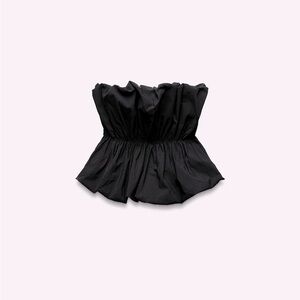 Zara Black Strapless Ruffled Blouse